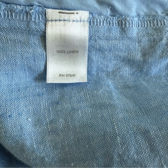 J. Jill Easy Linen Pants Wide Leg Women Size L Cropped Relaxed Fit In Blue - Picture 7 of 14